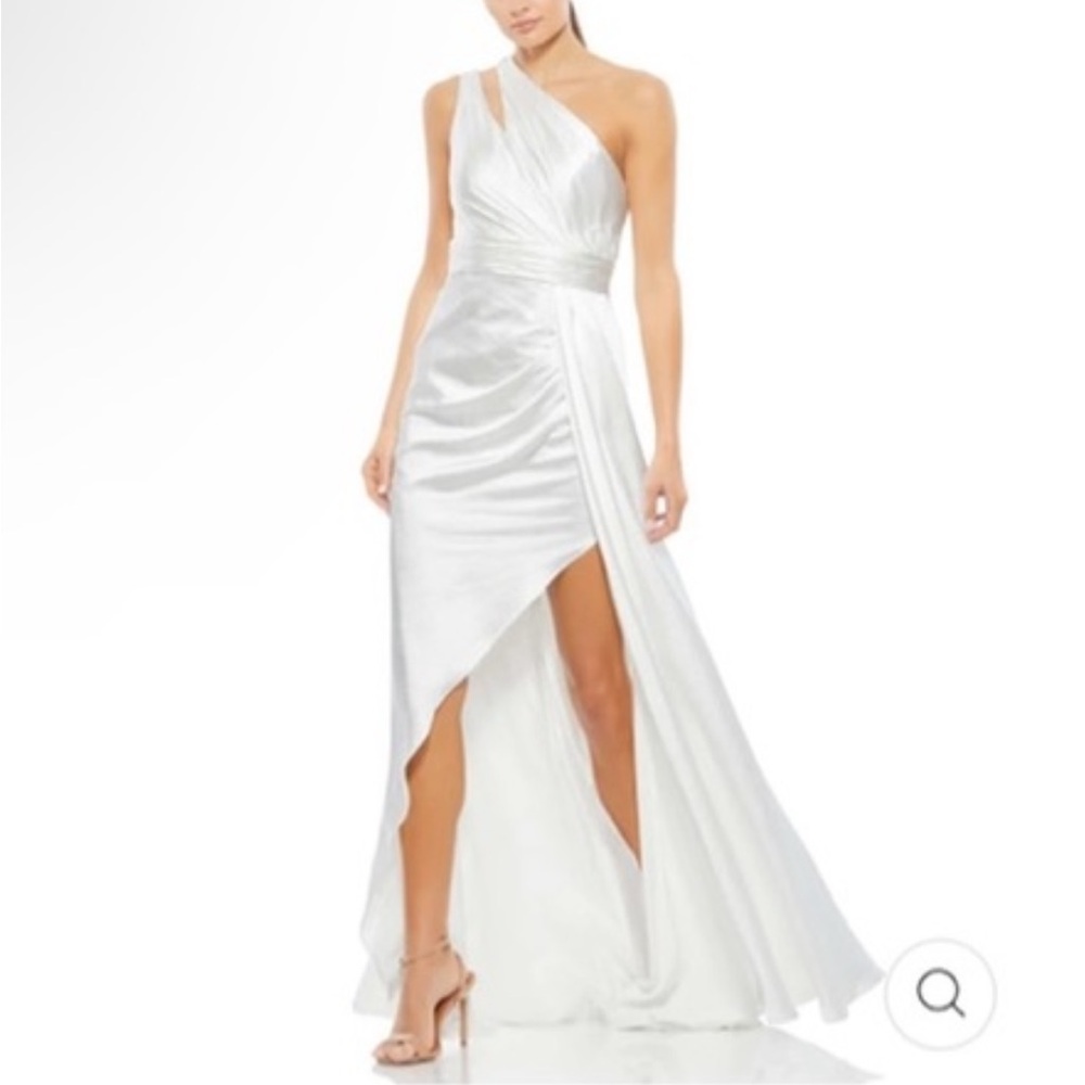Mac Duggal One Shoulder White Gown